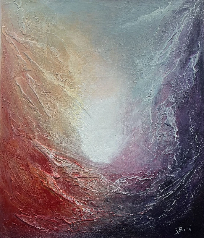 Acrylic painting "Symphony of Pastels" (70x60cm) with soft pastel shades and texture.
