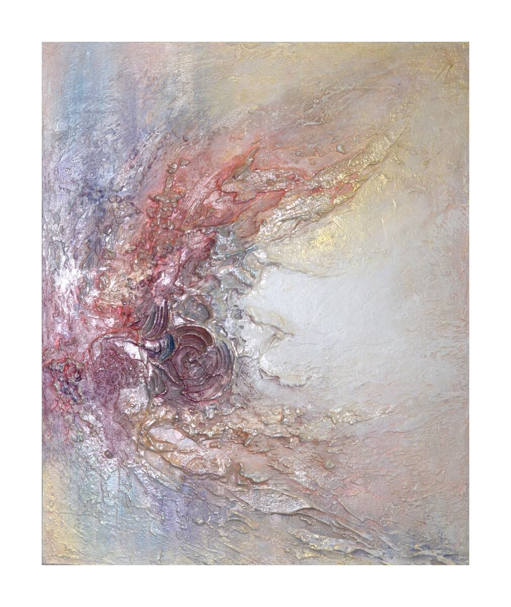 Abstract painting "Baroque Dreams of Montmartre" by Yelena Bondarenko, 50 × 40 cm, texture and acrylic on linen