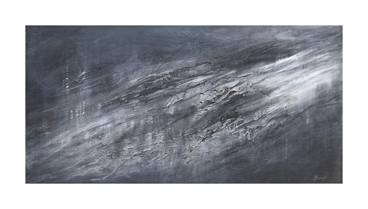 Abstract painting "Chromatic Currents" by Yelena Bondarenko, 60 × 120 cm, texture and acrylic on linen