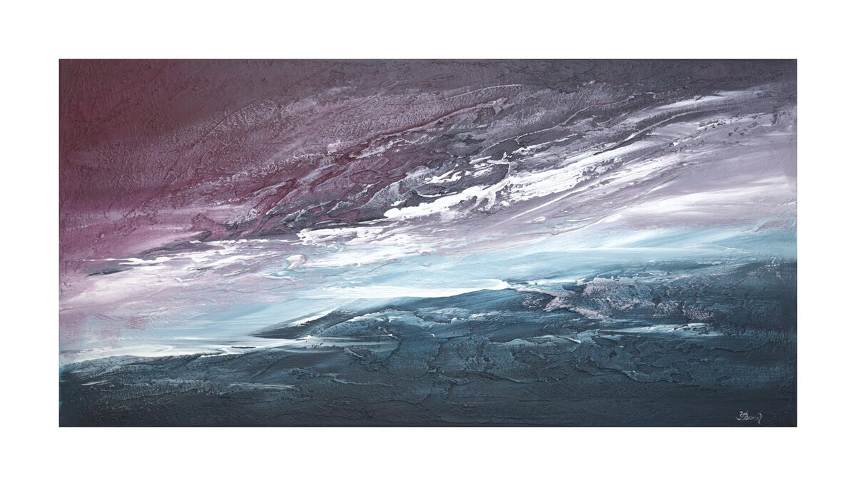 Abstract painting "Current of Light" by Yelena Bondarenko, 50 × 100 cm, texture and acrylic on linen