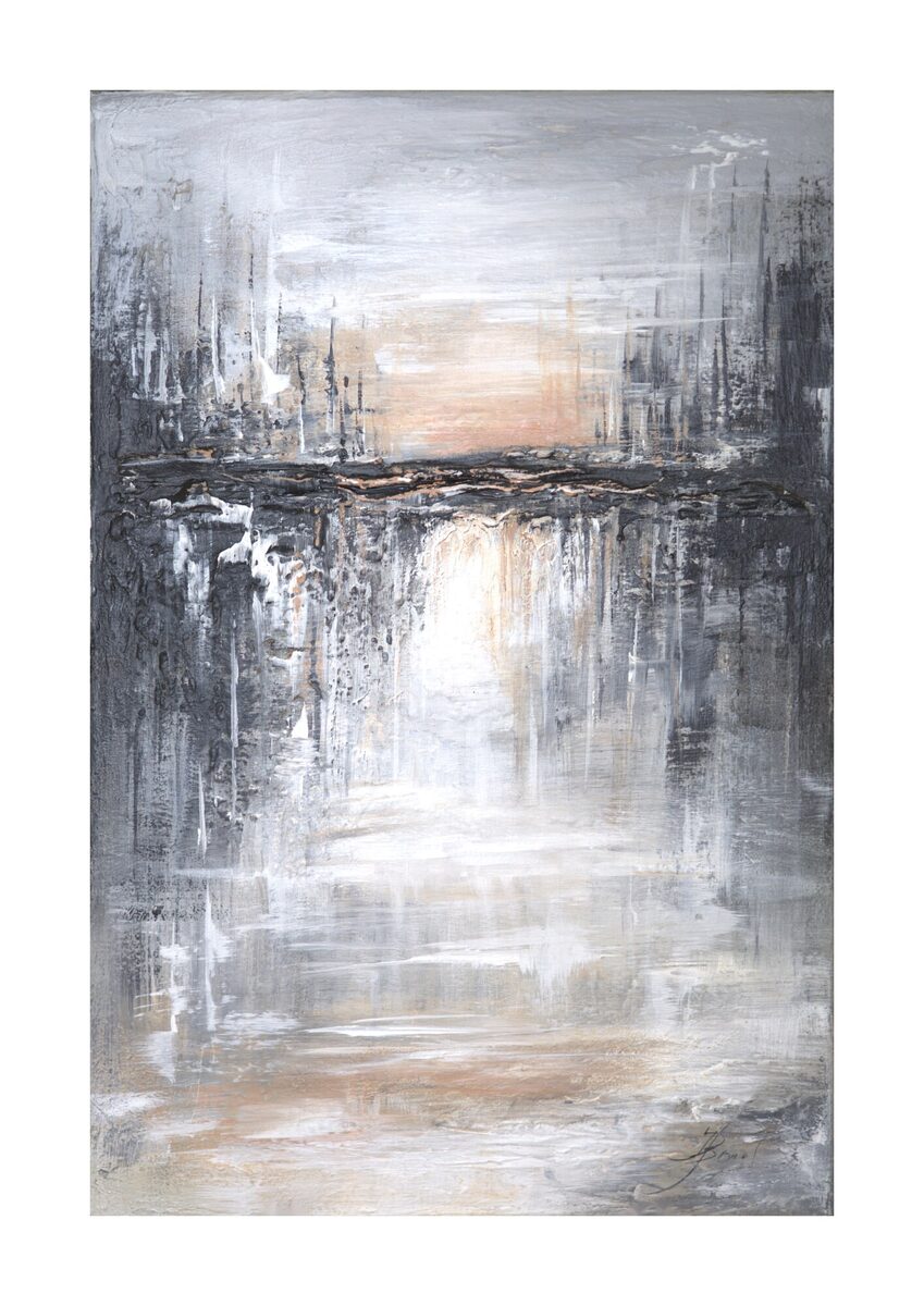 Abstract painting "Fragments of Time" by Yelena Bondarenko, 60 × 40 cm, texture and acrylic on linen