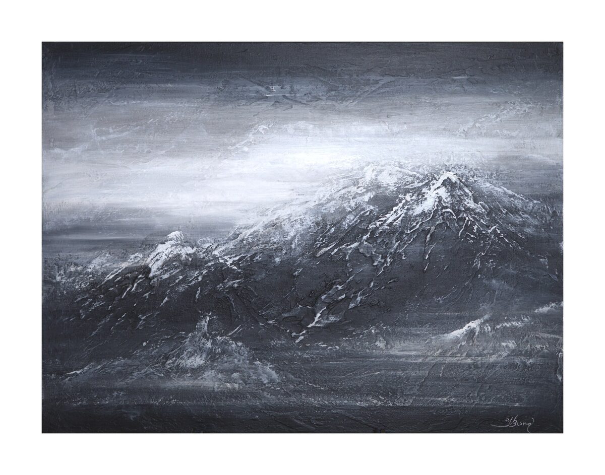 Abstract painting "Hidden Summit" by Yelena Bondarenko, 60 × 80 cm, texture and acrylic on linen