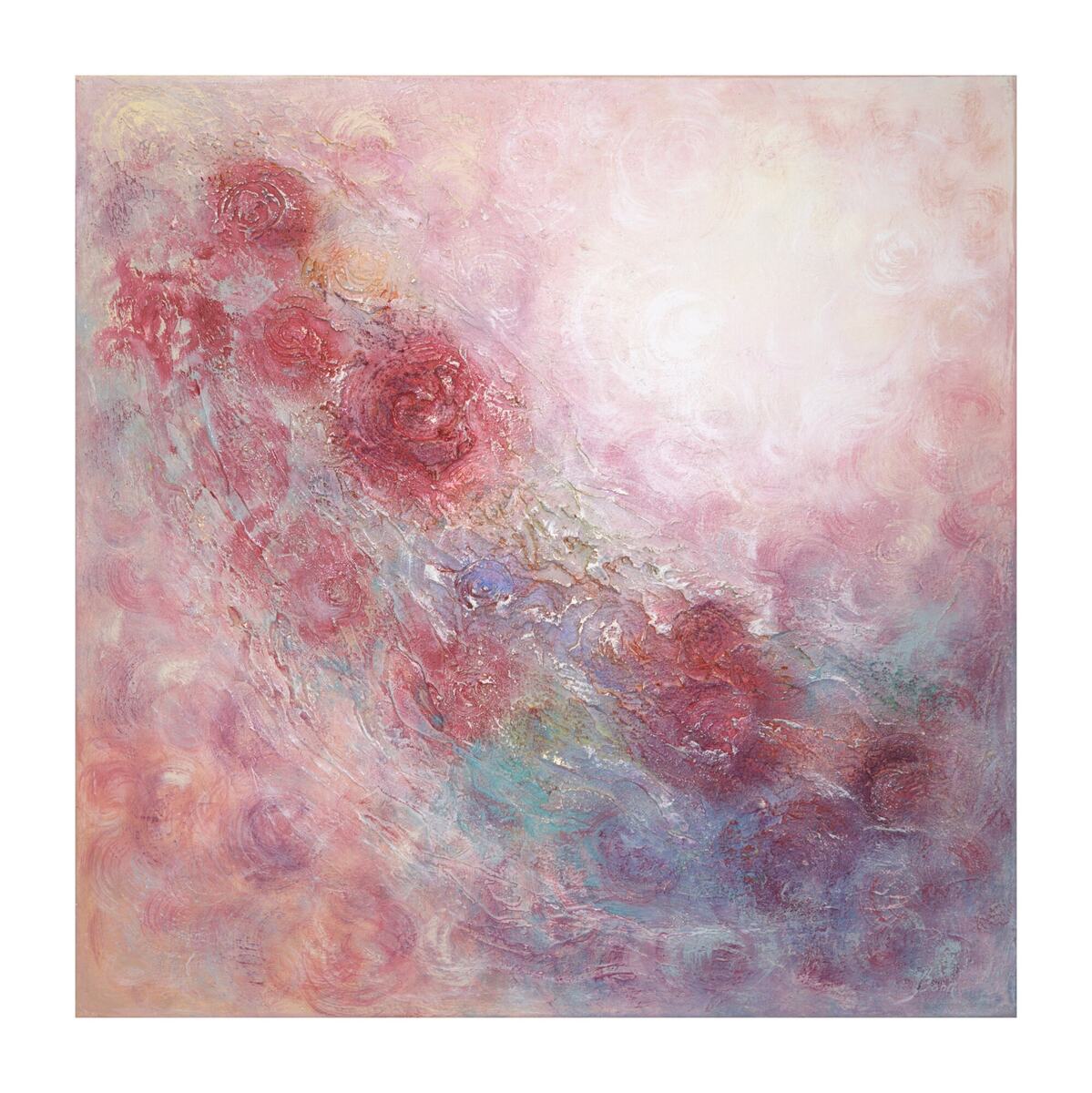 Abstract painting "Parisian Tenderness" by Yelena Bondarenko, 90 × 90 cm, texture and acrylic on linen