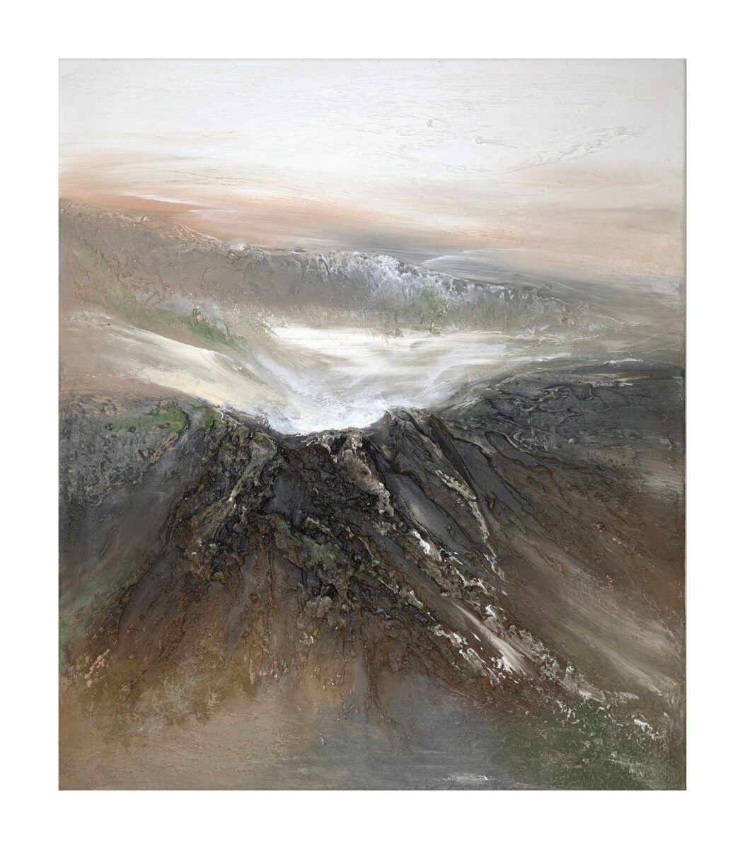 Abstract painting "Primordial. Madeira — Born of Fire" by Yelena Bondarenko, 70 × 60 cm, texture and acrylic on linen