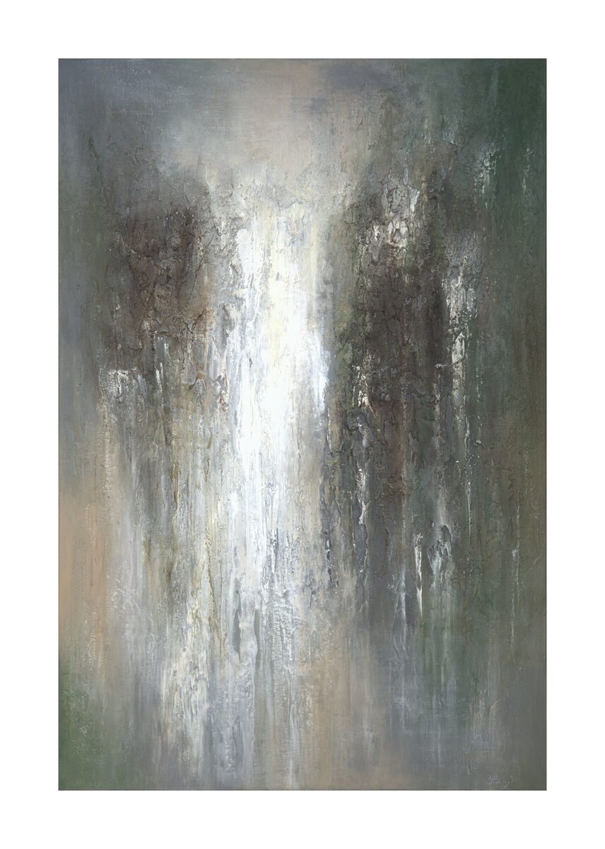 Abstract painting "Streams of Time" by Yelena Bondarenko, 120 × 80 cm, texture and acrylic on linen
