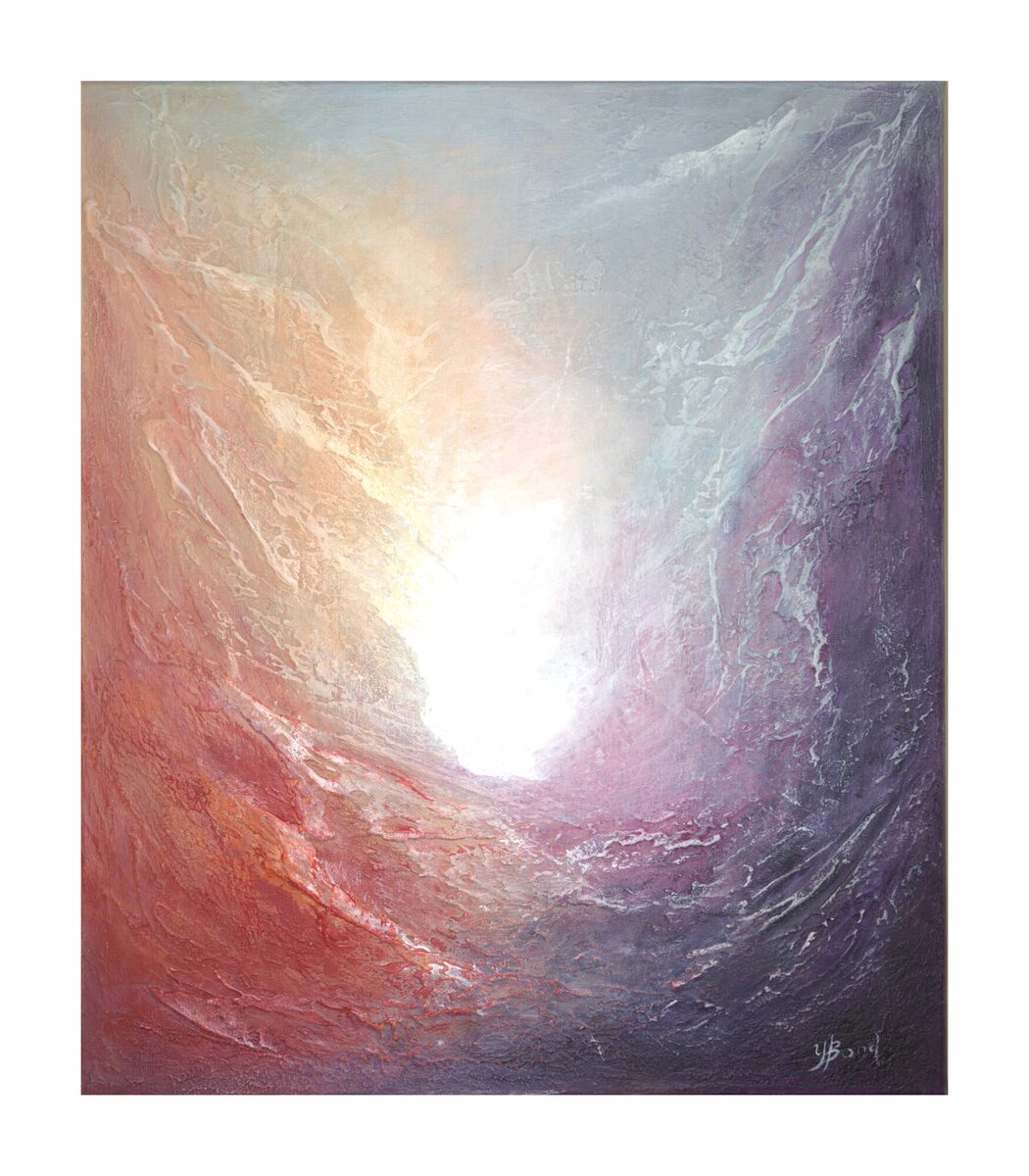 Abstract painting "Symphony of Pastels" by Yelena Bondarenko, 70 × 60 cm, texture and acrylic on linen