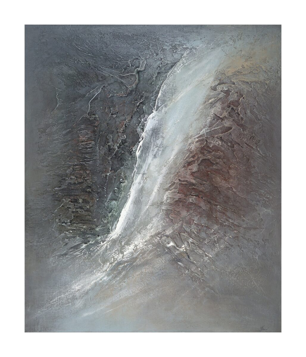 Абстрактная картина "Through the Silence" Елены Бондаренко, 120 × 100 см, структура и акрил на льне