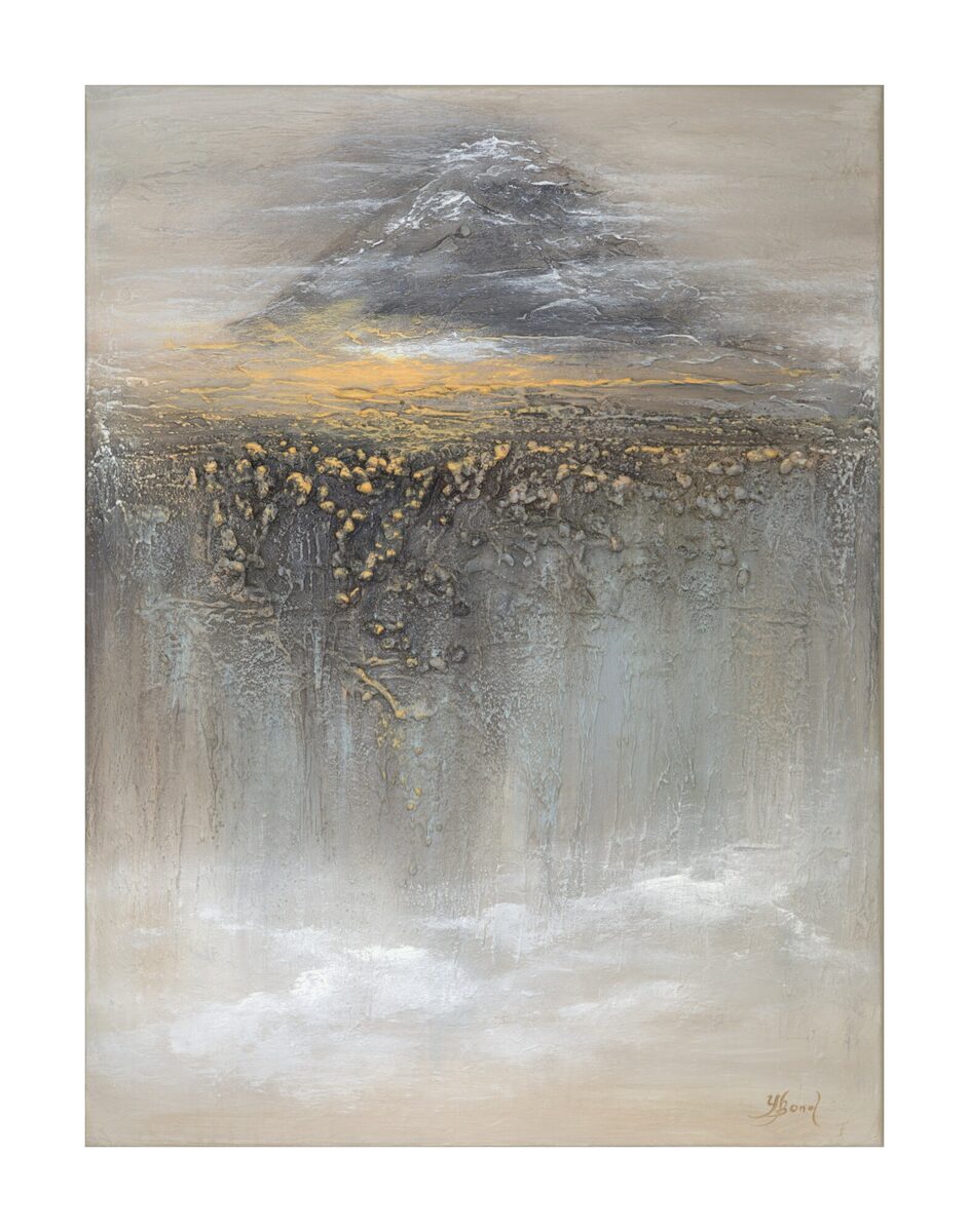 Абстрактная картина "Volcanic Dawn" Елены Бондаренко, 80 × 60 см, структура и акрил на льне